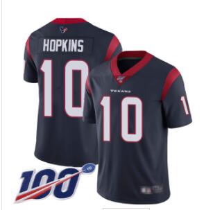 Texans #10 DeAndre Hopkins Navy Blue Team Color Men's Stitched Football 100th Season Vapor Limited Jersey