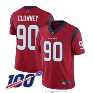 Texans #90 Jadeveon Clowney Red Alternate Men's Stitched Football 100th Season Vapor Limited Jersey