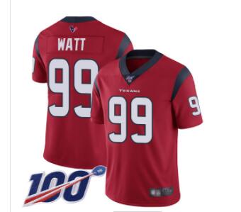 Texans #99 J.J. Watt Red Alternate Men's Stitched Football 100th Season Vapor Limited Jersey