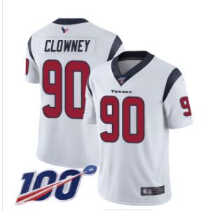 Texans #90 Jadeveon Clowney White Men's Stitched Football 100th Season Vapor Limited Jersey