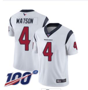 Texans #4 Deshaun Watson White Men's Stitched Football 100th Season Vapor Limited Jersey