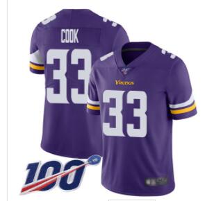 Vikings #33 Dalvin Cook Purple Team Color Men's Stitched Football 100th Season Vapor Limited Jersey