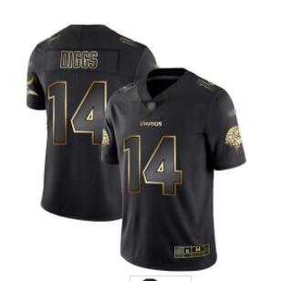 Vikings #14 Stefon Diggs Black Gold Men's Stitched Football Vapor Untouchable Limited Jersey