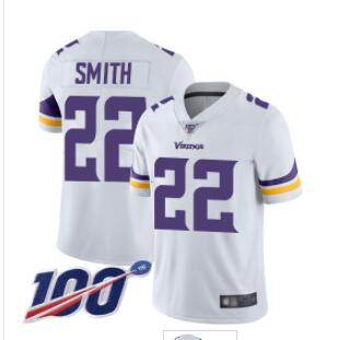 Vikings #22 Harrison Smith White Men's Stitched Football 100th Season Vapor Limited Jersey