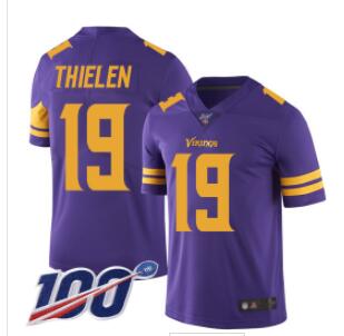 Vikings #19 Adam Thielen Purple Men's Stitched Football Limited Rush 100th Season Jersey