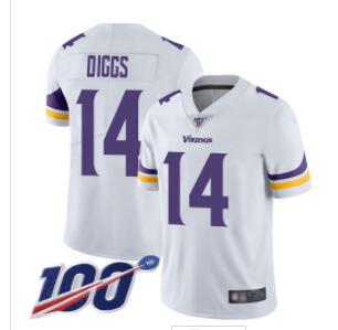 Vikings #14 Stefon Diggs White Men's Stitched Football 100th Season Vapor Limited Jersey