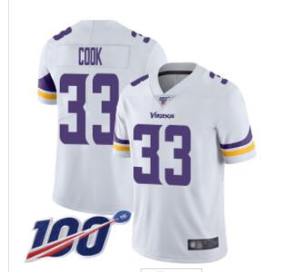 Vikings #33 Dalvin Cook White Men's Stitched Football 100th Season Vapor Limited Jersey