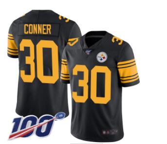 Steelers #30 James Conner Black Men's Stitched Football Limited Rush 100th Season Jersey