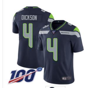 Seahawks #4 Michael Dickson Steel Blue Team Color Men's Stitched Football 100th Season Vapor Limited Jersey
