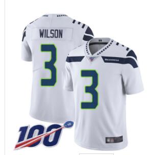 Seahawks #3 Russell Wilson White Men's Stitched Football 100th Season Vapor Limited Jersey