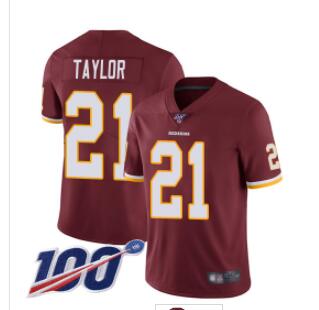 Redskins #21 Sean Taylor Burgundy Red Team Color Men's Stitched Football 100th Season Vapor Limited Jersey