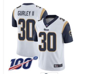 Rams #30 Todd Gurley II White Men's Stitched Football 100th Season Vapor Limited Jersey