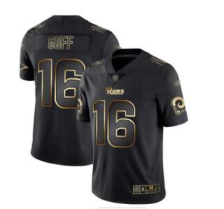 Rams #16 Jared Goff Black Gold Men's Stitched Football Vapor Untouchable Limited Jersey