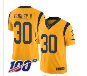 Rams #30 Todd Gurley II Gold Men's Stitched Football Limited Rush 100th Season Jersey