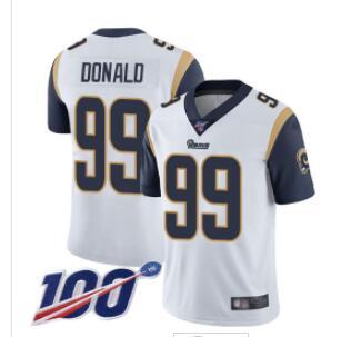 Rams #99 Aaron Donald White Men's Stitched Football 100th Season Vapor Limited Jersey