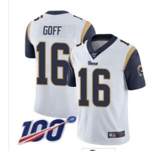 Rams #16 Jared Goff White Men's Stitched Football 100th Season Vapor Limited Jersey