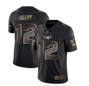 Patriots #12 Tom Brady Black Gold Men's Stitched Football Vapor Untouchable Limited Jersey