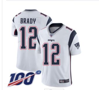 Patriots #12 Tom Brady White Men's Stitched Football 100th Season Vapor Limited Jersey