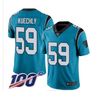 Panthers #59 Luke Kuechly Blue Alternate Men's Stitched Football 100th Season Vapor Limited Jersey