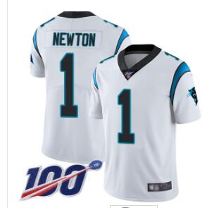 Panthers #1 Cam Newton White Men's Stitched Football 100th Season Vapor Limited Jersey