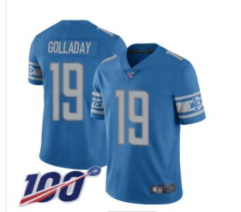 Lions #19 Kenny Golladay Blue Team Color Men's Stitched Football 100th Season Vapor Limited Jersey