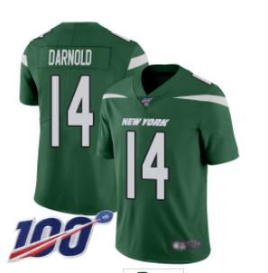 Jets #14 Sam Darnold Green Team Color Men's Stitched Football 100th Season Vapor Limited Jersey