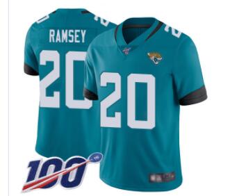 Jaguars #20 Jalen Ramsey Teal Green Alternate Men's Stitched Football 100th Season Vapor Limited Jersey
