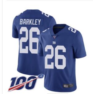 Giants #26 Saquon Barkley Royal Blue Team Color Men's Stitched Football 100th Season Vapor Limited Jersey