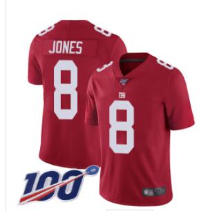 Giants #8 Daniel Jones Red Alternate Men's Stitched Football 100th Season Vapor Limited Jersey