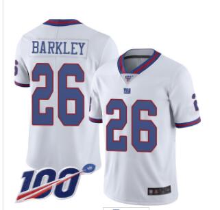Giants #26 Saquon Barkley White Men's Stitched Football Limited Rush 100th Season Jersey