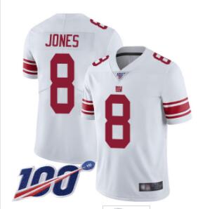 Giants #8 Daniel Jones White Men's Stitched Football 100th Season Vapor Limited Jersey