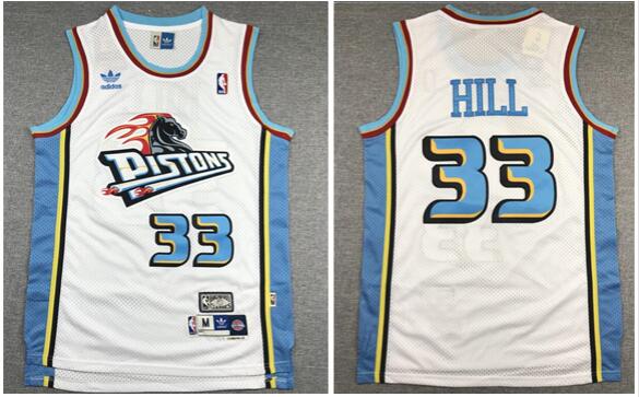 Detroit Pistons 33 Grant Hill white adidas men nba basketball jerseys