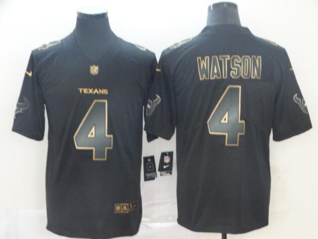 Texans #4 Deshaun Watson Black Gold Men's Stitched Football Vapor Untouchable Limited Jersey