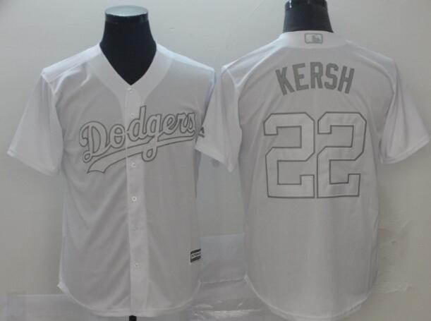 Men's Los Angeles Dodgers 22 Clayton Kershaw Kersh White 2019 Players' Weekend Player Jersey
