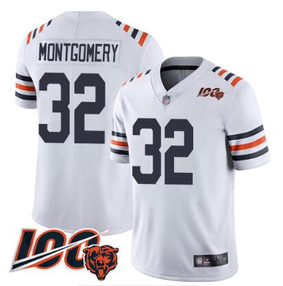 Bears #32 David Montgomery White Alternate Men's Stitched Football Vapor Untouchable Limited 100th Season Jersey