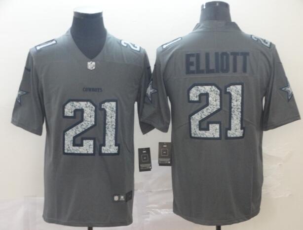 Men's Dallas Cowboys Ezekiel Elliott Gray Stitched Jersey