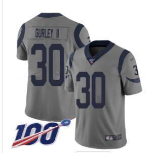 Nike Rams #30 Todd Gurley II Gray Men's Stitched NFL Limited Inverted Legend 100th Season Jersey