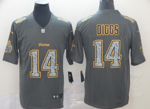 Vikings #14 Stefon Diggs Men Gray Jersey