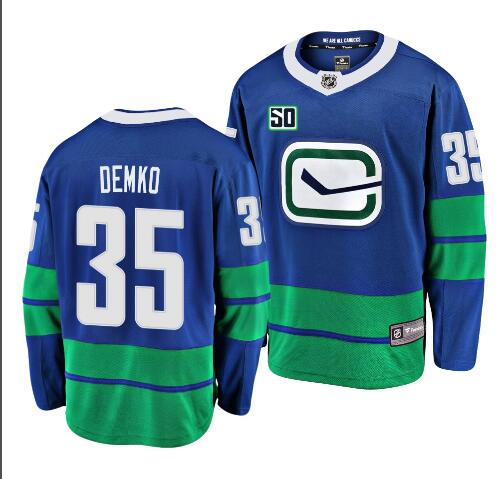 men's Vancouver Canucks Thatcher Demko Fanatics Branded Blue Home Breakaway Player Jersey