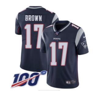 Nike Patriots #17 Antonio Brown Navy Blue Team Color Men's Stitched NFL 100th Season Vapor Limited Jersey