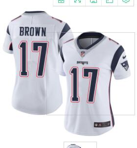 Nike Patriots #17 Antonio Brown White Women's Stitched NFL Vapor Untouchable Limited Jersey