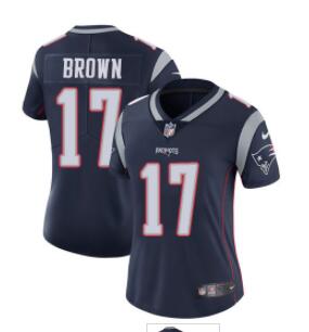 Nike Patriots #17 Antonio Brown Navy Blue Team Color Women's Stitched NFL Vapor Untouchable Limited Jersey
