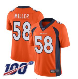 Broncos #58 Von Miller Orange Team Color Men's Stitched Football 100th Season Vapor Limited Jersey