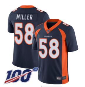 Broncos #58 Von Miller Navy Blue Alternate Men's Stitched Football 100th Season Vapor Limited Jersey