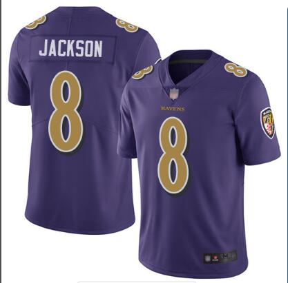 Ravens #8 Lamar Jackson Purple Team Color Men's Stitched Jersey