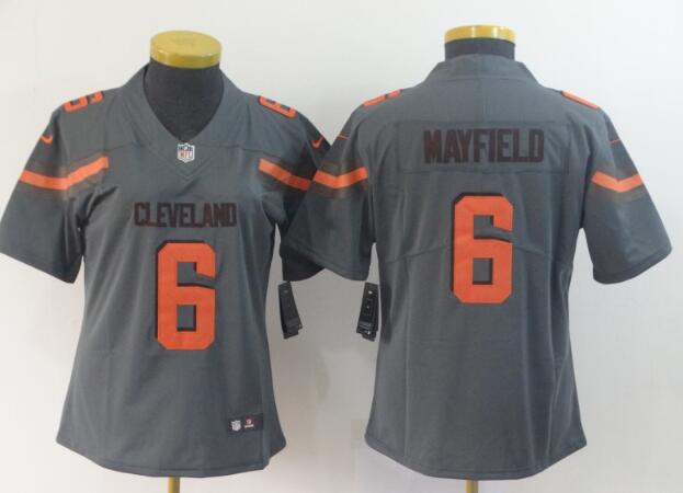 Nike Browns #6 Baker Mayfield Gray Women's Stitched NFL Limited Inverted Legend Jersey