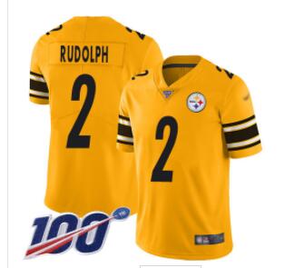 Steelers #2 Mason Rudolph Gold Men's Stitched Football Limited Inverted Legend 100th Season Jersey