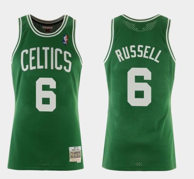 men's celtics bill russell green hardwood classics jersey