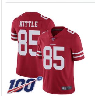 49ers #85 George Kittle Red Team Color Men's Stitched Football 100th Season Vapor Limited Jersey