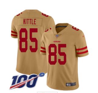 49ers #85 George Kittle Gold Men's Stitched Football Limited Inverted Legend 100th Season Jersey
